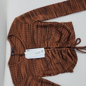 NWT Zara long sleeve peek a boo shirt Small